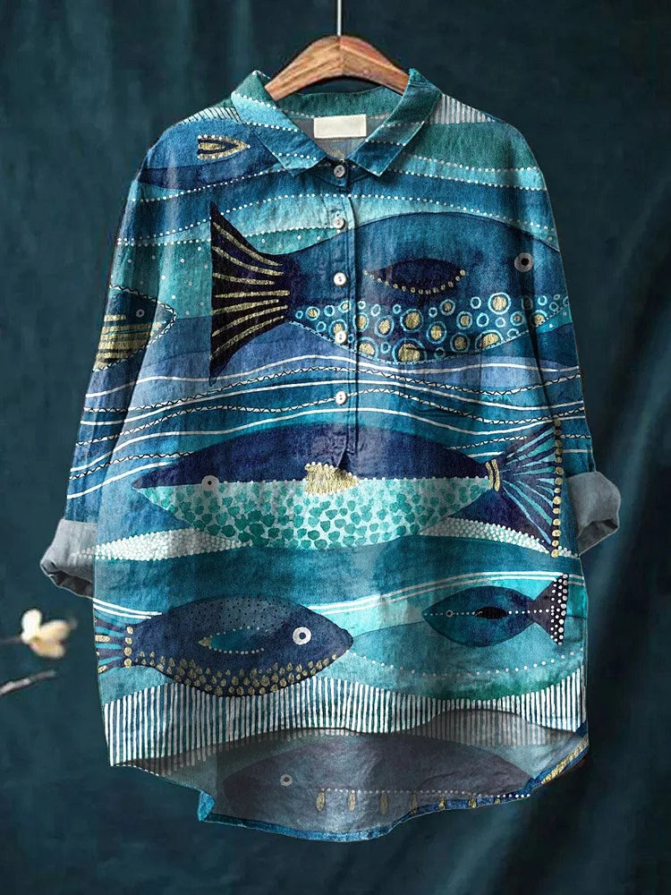 Quinn™ - Ozean-Kunst-Shirt