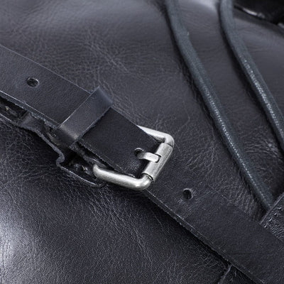 Bodo™ - Kleiner schwarzer Lederrucksack